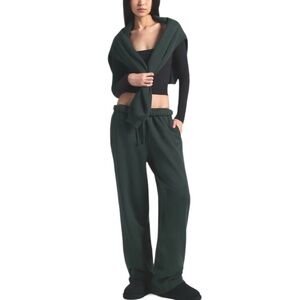 SKIMS Forest Green Wide-Leg Track Pants